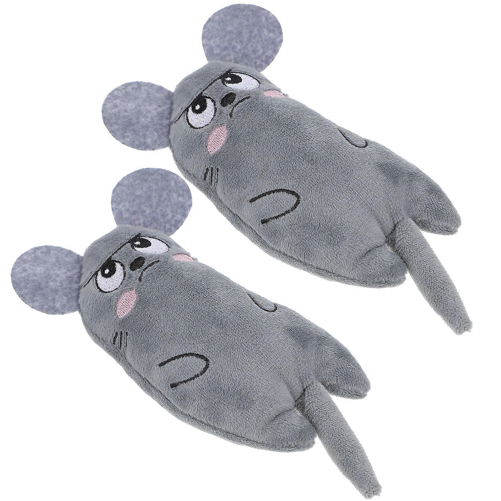 Funny Cat Toy Catnip Cat Toys Pet Chew Resistant Tooth Grinding Plush for Play Light Grey 7x17.5cm 2Pcs