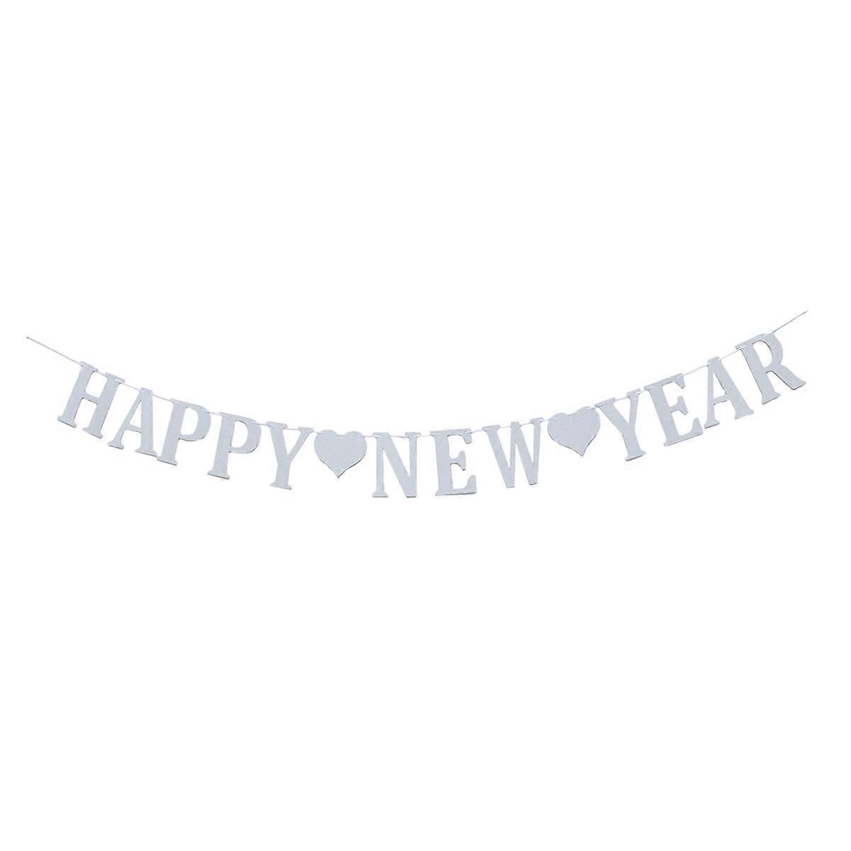 New Year Eve Party Supplies Rectangle Bunting Wall Hanging Festive Atmosphere Silver 1Pcs