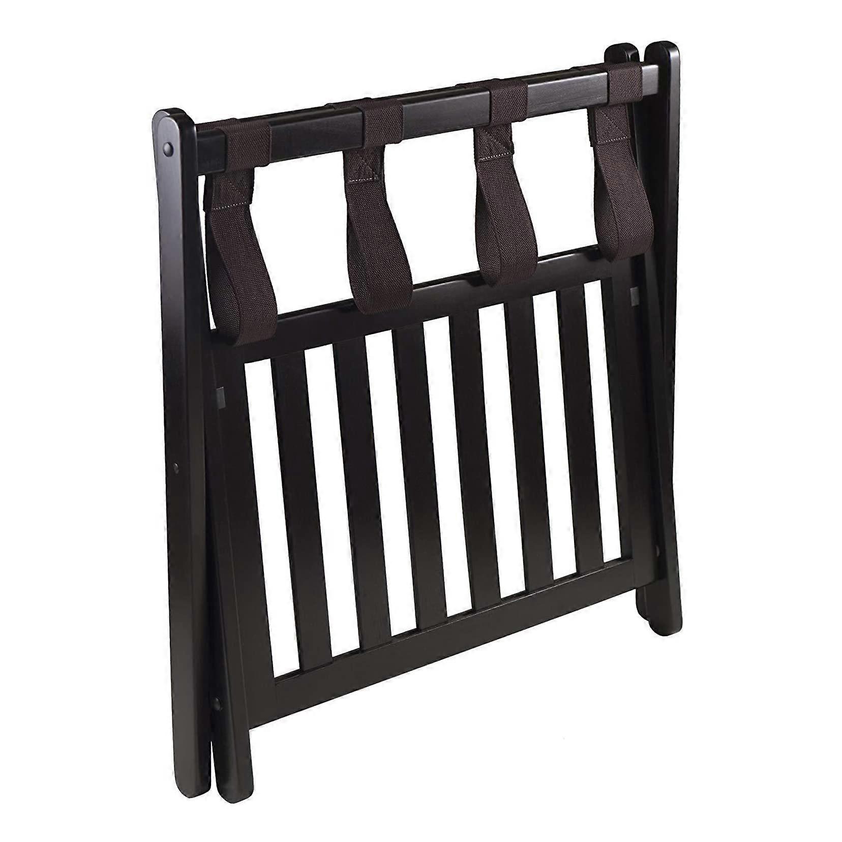 Vintage luggage rack with lower shelf, foldable wooden luggage stand for guest rooms, collapsible luggage rack for hotels and home, black Ref: 6220