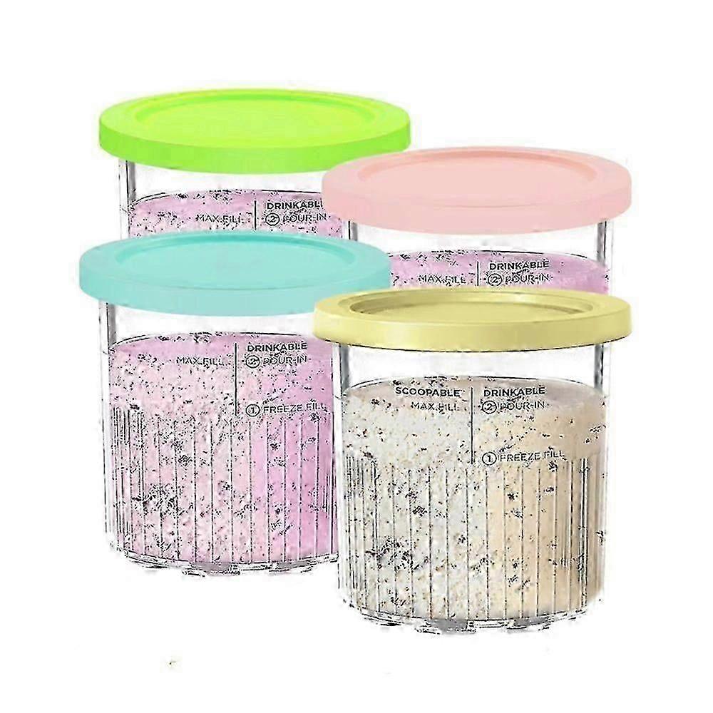 2024 For Ninja Creami Deluxe Pints And Lids, 4pcs Replacement Pints And Lids Compatible With Ninja Nc501 Nc500 Series Ice Cream Maker