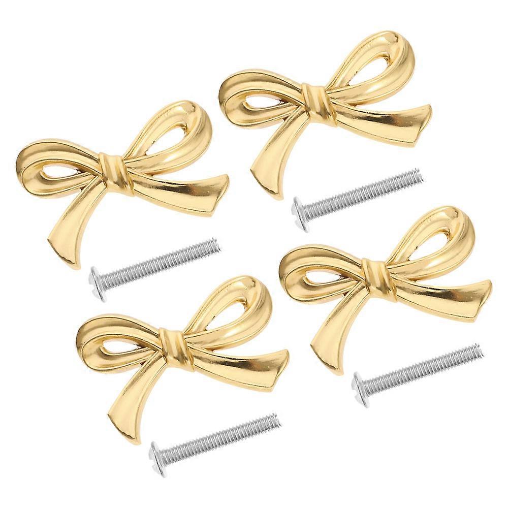 Bowknot Bow Drawer Knobs Brass Hardware Handles 4Pcs for Closet Cupboards