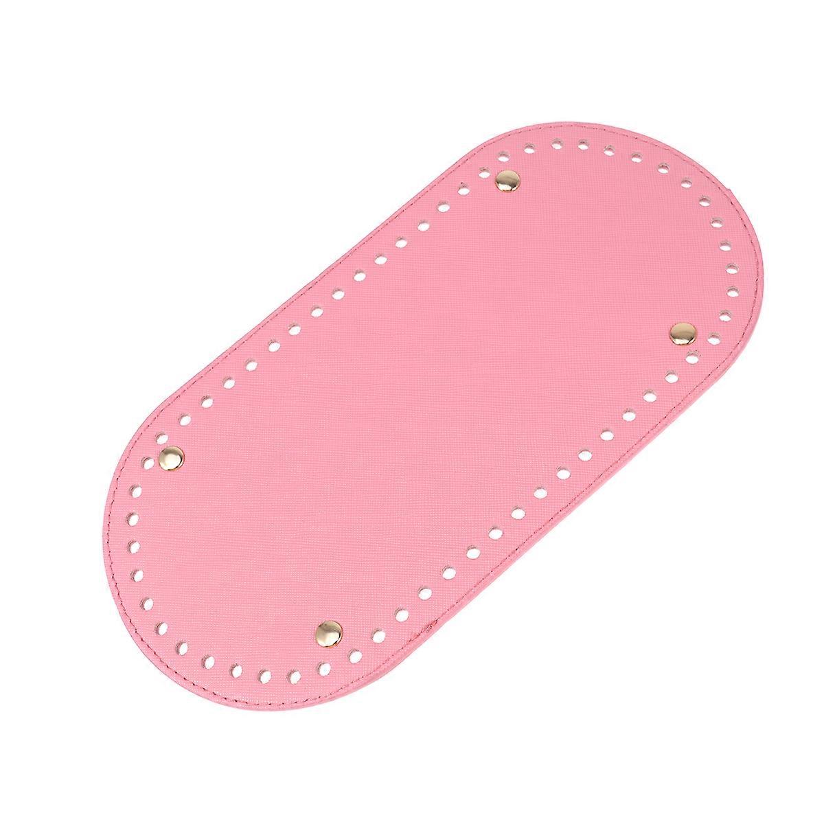 Pu Bag Bottom Simple Style Oval Shape for Diy Crafting Handmade Projects Pink 25x12x1cm 1Set