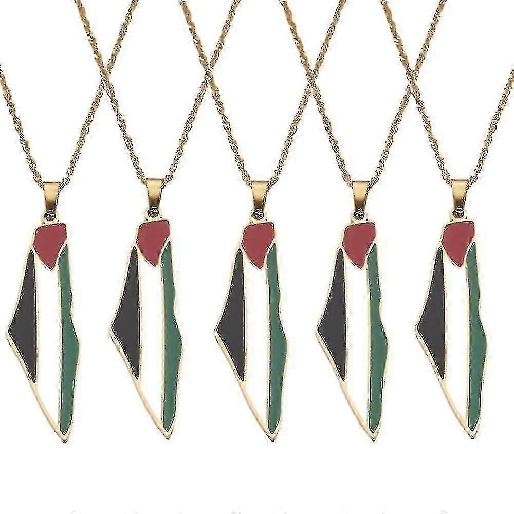 1-10pcs שרשרת מפת דגל פלסטין תליון 50 ס"מ שרשרת פלסטיני 2023