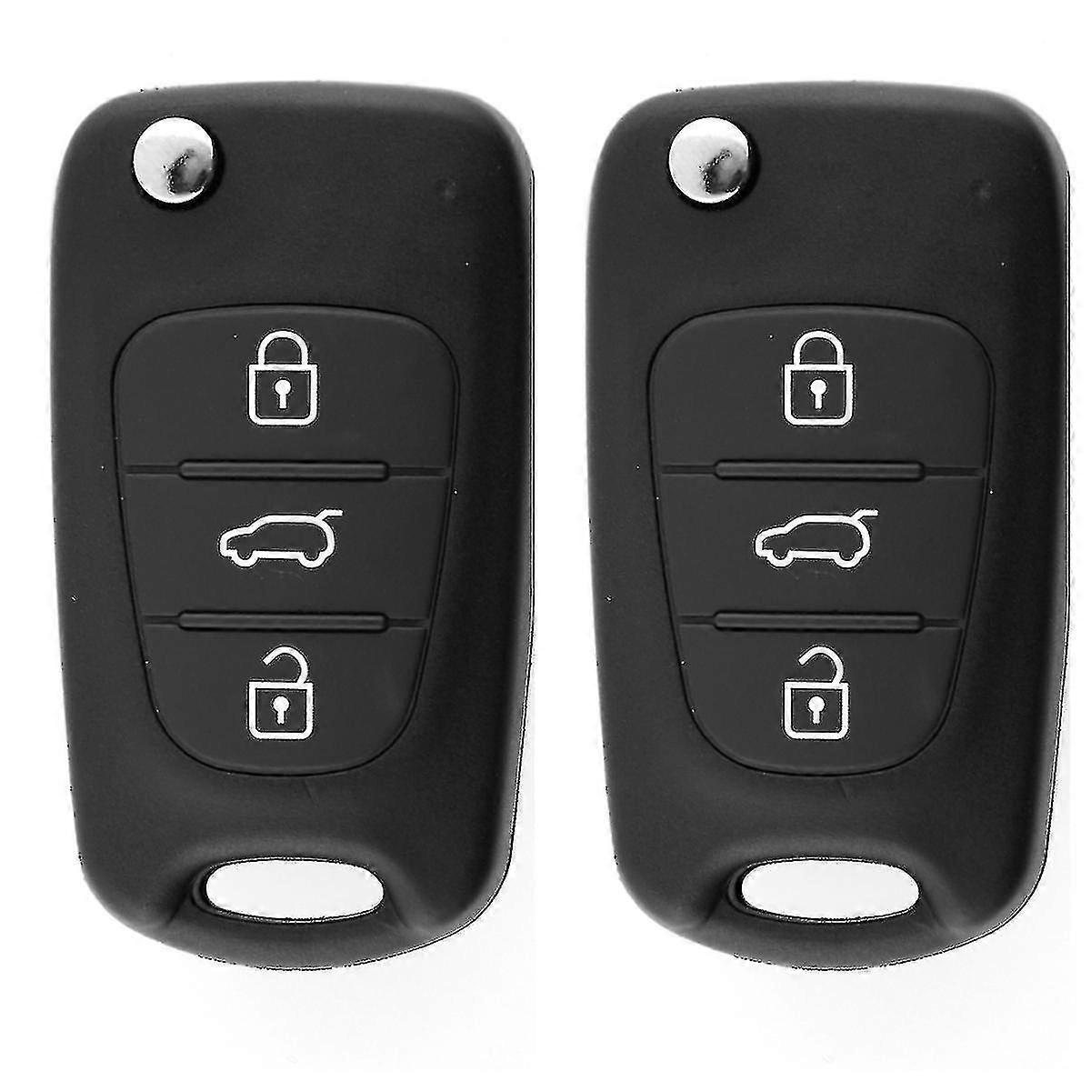 2 Pcs Flip Remote Key Shell 3 Button Compatible with Certain Brands