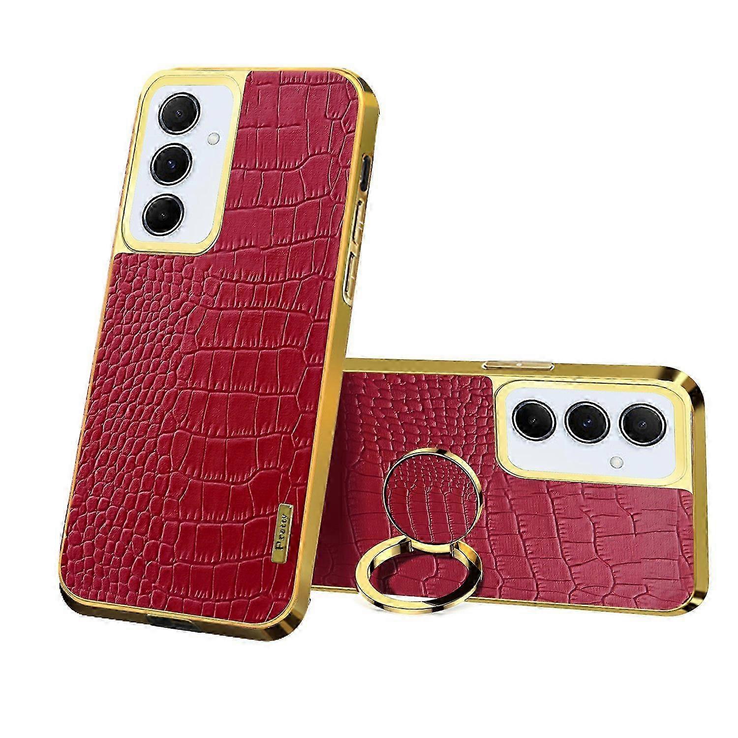 Crocodile Texture Cover with Ring Kickstand for Compatible Brand Cell Phone Cases