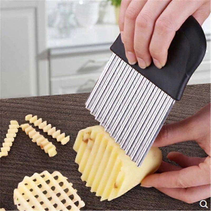 QueenTime Wavy French Fries Cutter Edelstahl Kartoffelschneider Gemüsehacker Veggie Slicer Langlebige Küchenhelfer Cutter