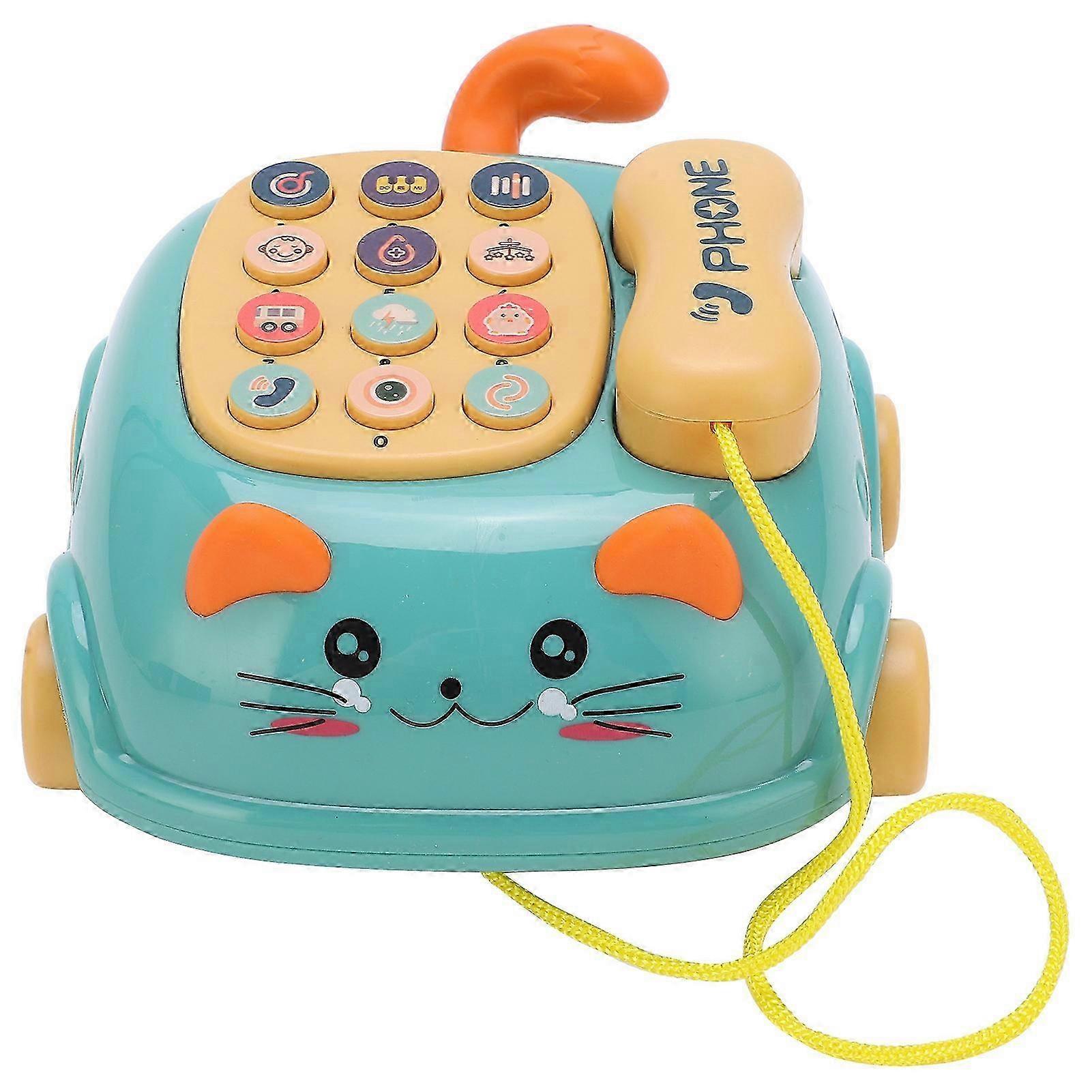 Kids Cute Mobile Phone Toy with 16 Functions for Children - Simulation Cat Phone Car Green