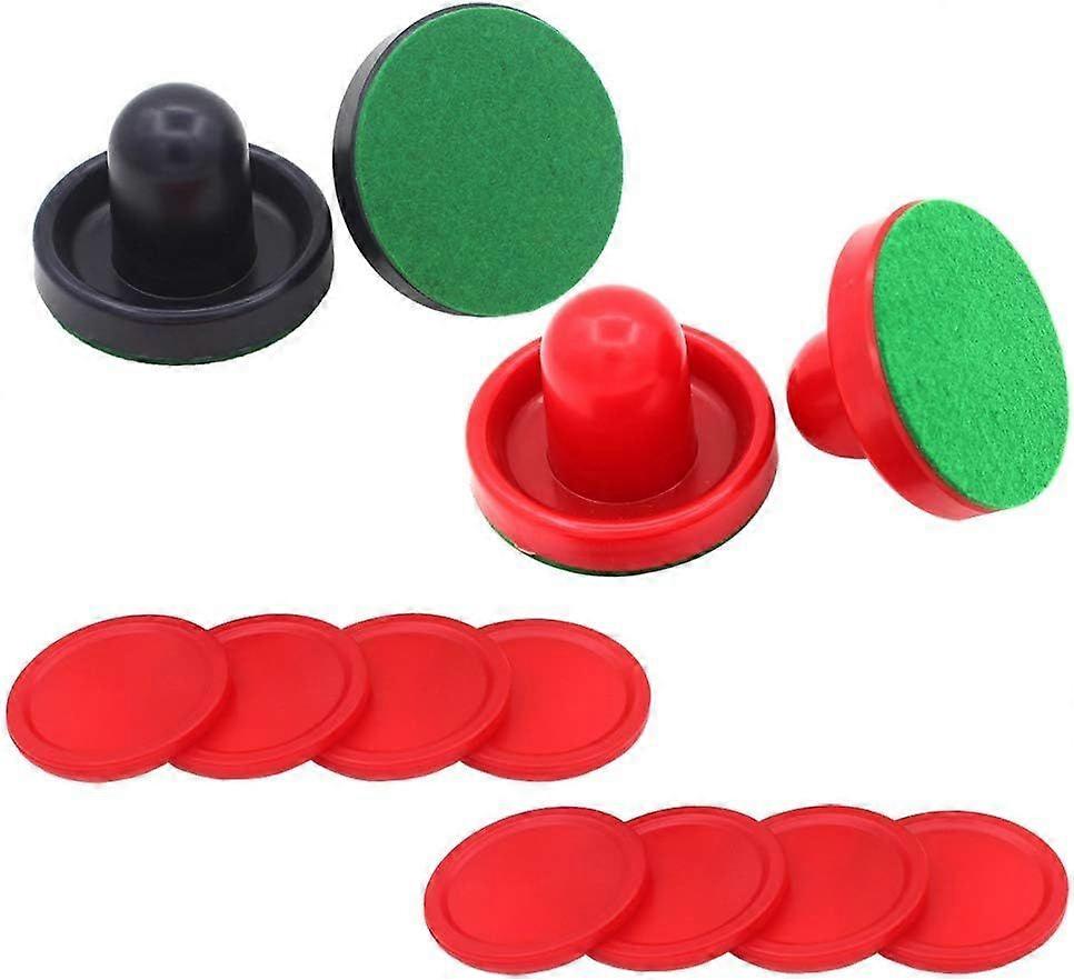 Air Hockey Putter and Puck Set, Lightweight Portable Air Hockey Replacement Puck and Slider Putter (2 * Putter Handles + 2 * Flannel + 4 * Pucks, 8 Pu
