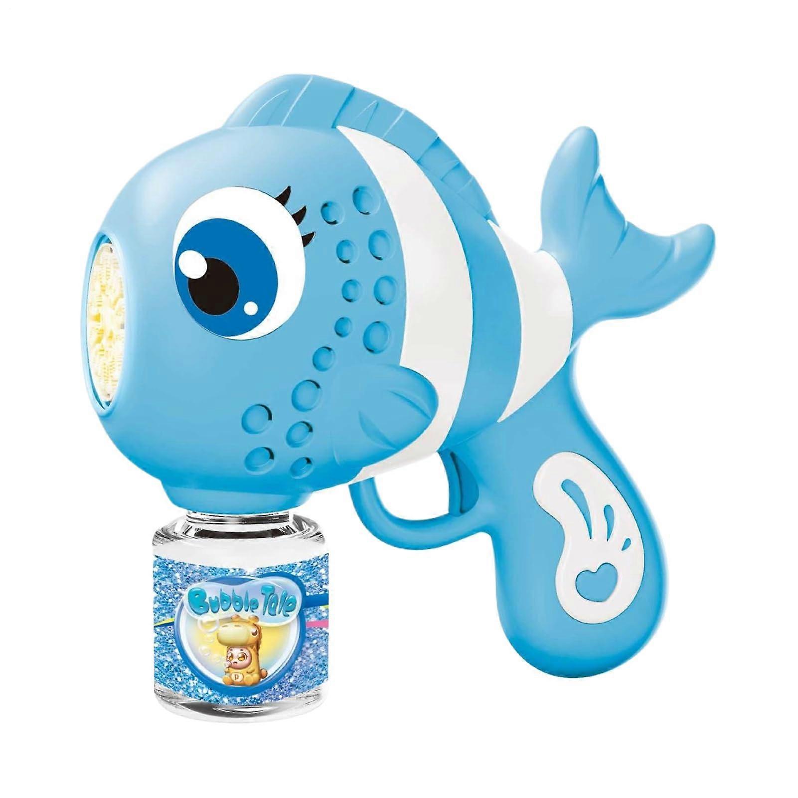 Bubble Machine - Portable Soap Bubble Maker with Light & Sound - 16 Nozzle Outdoor Bubble Dispenser for Kids Birthday Parties and Fairs, Blue