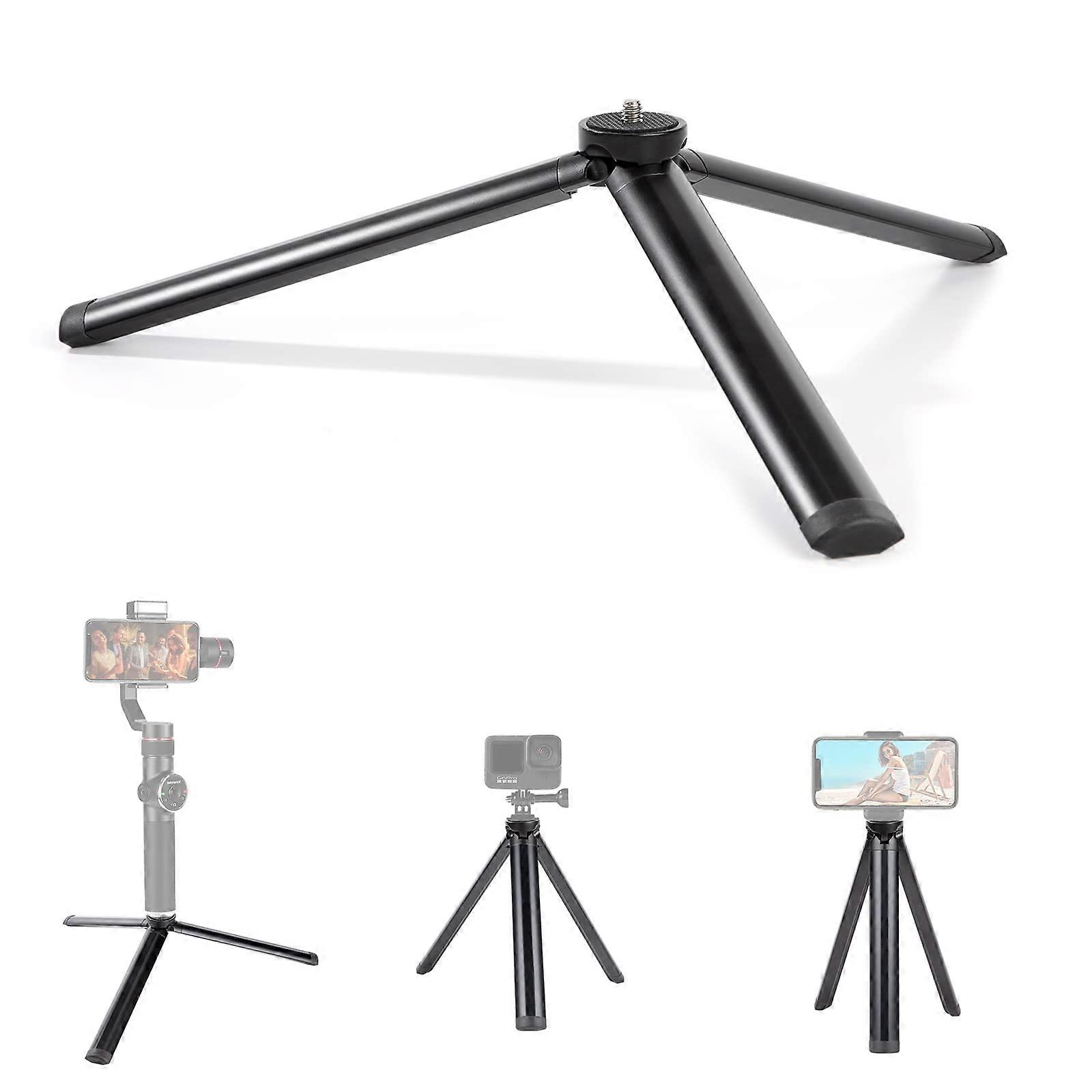 Mini Tripod - Aluminium Alloy Camera Tripod for GoPro, Smartphone, DSLR, Webcam, Camcorder, 18 cm Length, Black
