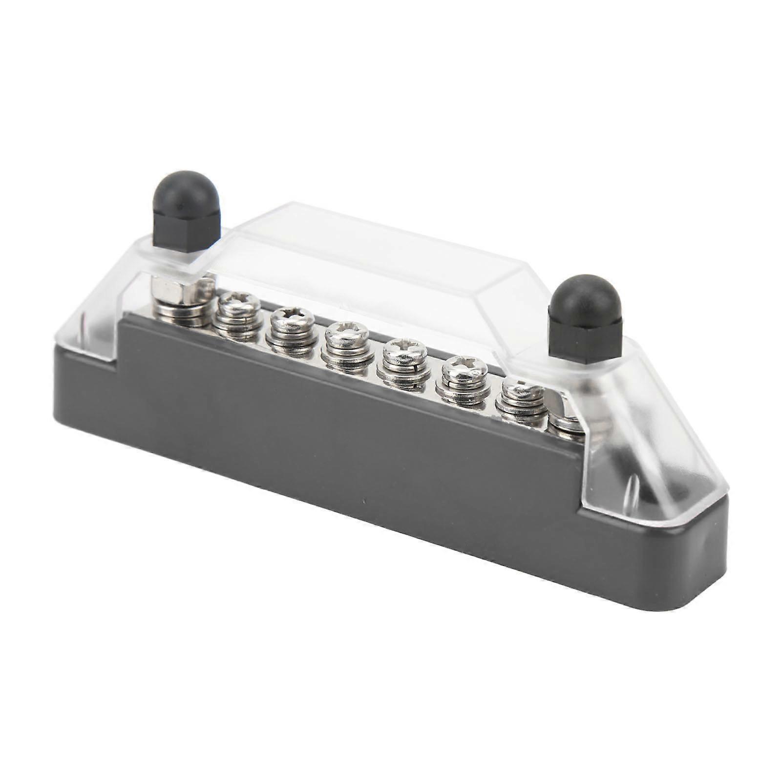 6-Way Circuit Fuse Block 130A 300V Black ABS Copper 95mm