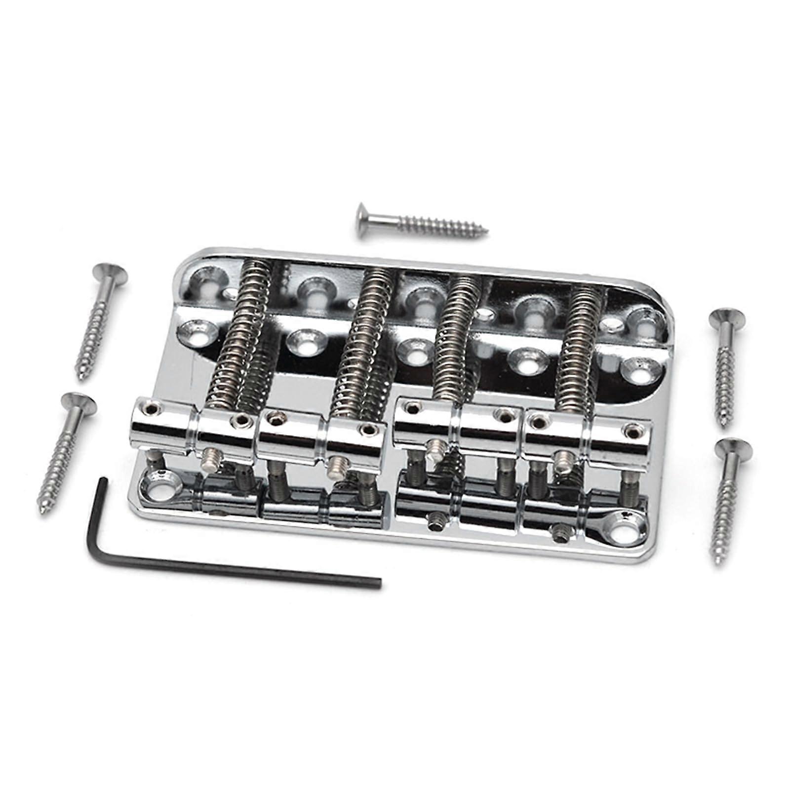 4 String Bass Guitar Bridge Metal Fixed Hardtail Tailpiece Bridge Saddle with Mounting Screw for Electric Guitar Bass Ref: 3146