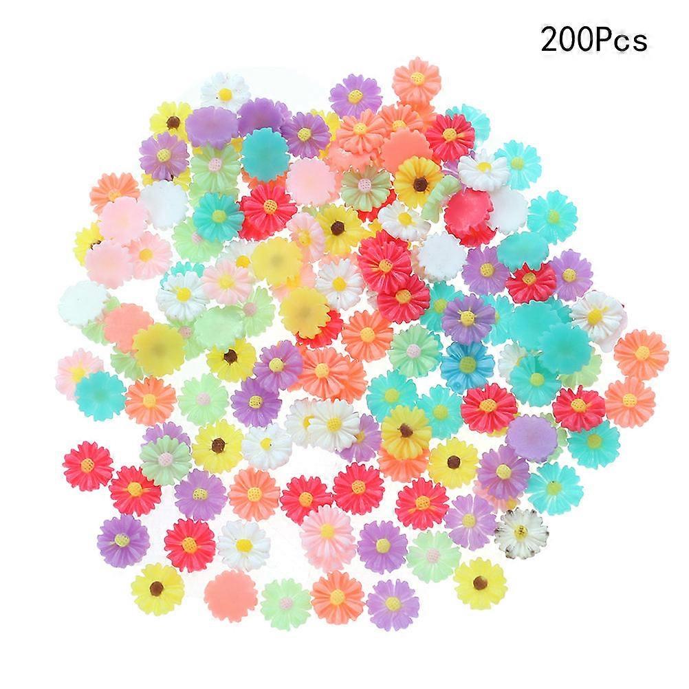 Mini Resin Flatback Flowers Decorations Square Shape Mixed Color 13mm for Picture Frame Party Decorations 200Pcs