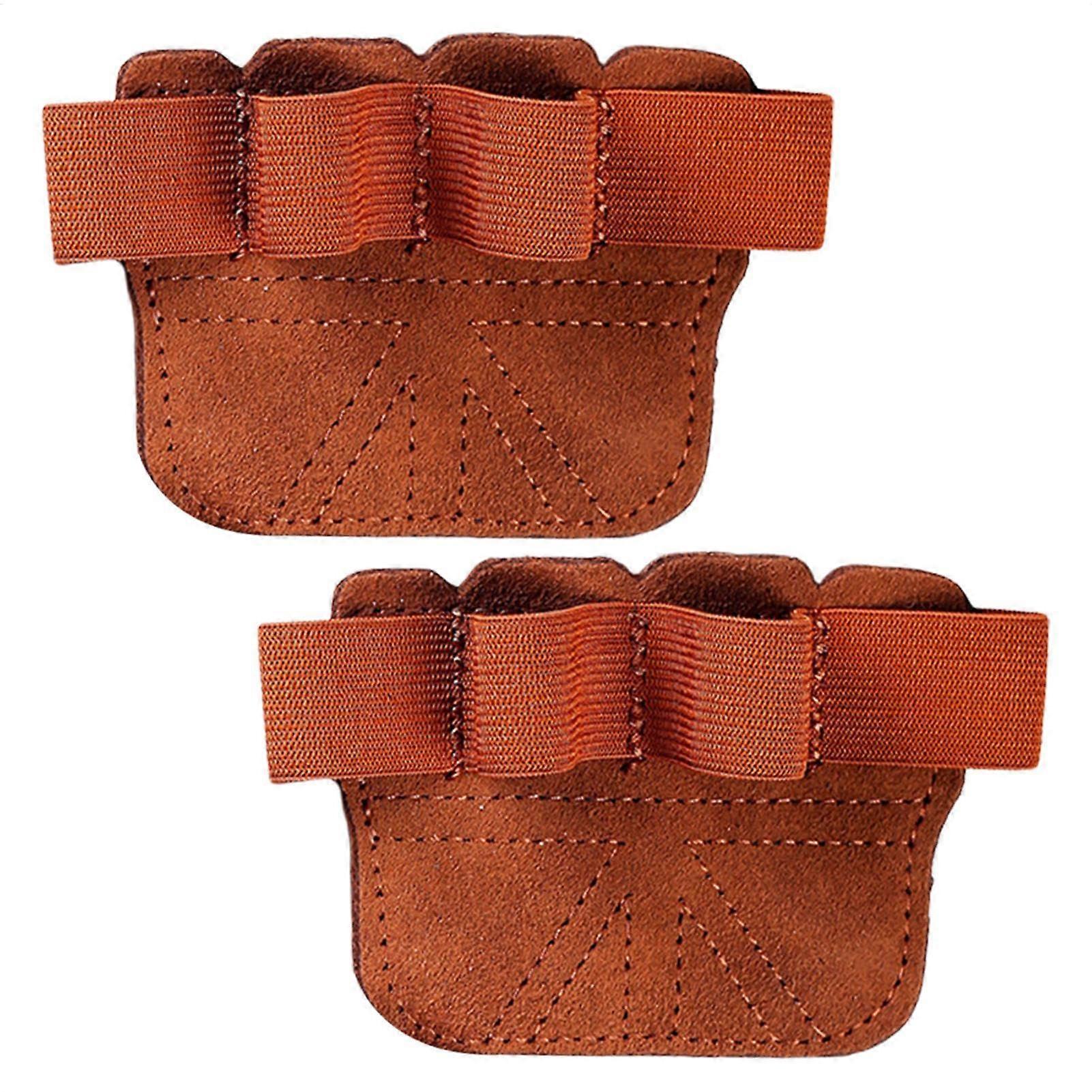 Pull Gloves - Brown Elastic Fitness Grip Pads for Pull Ups, Breathable Four Finger Grip Training Gloves for Adults