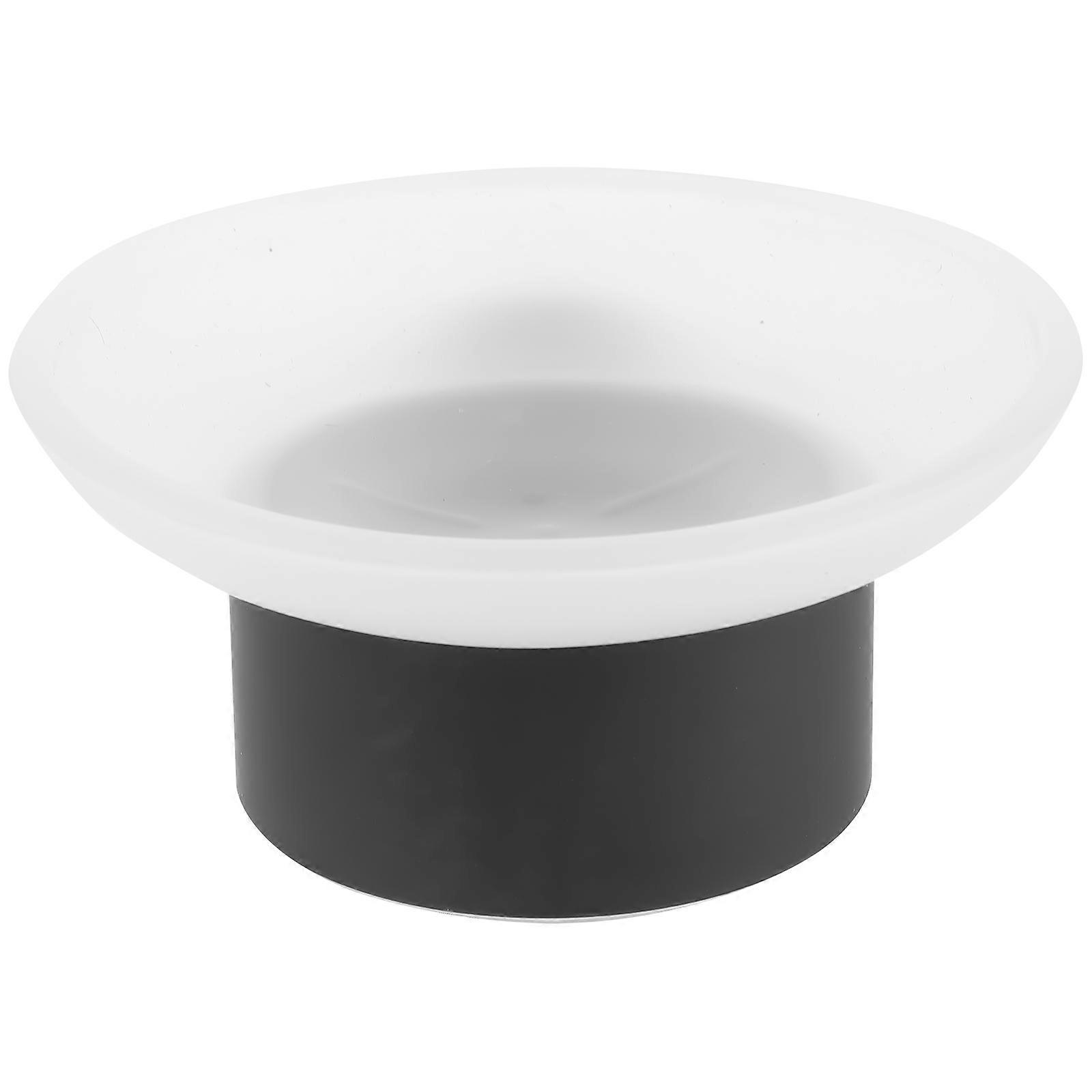 Wall Mount Black Soap Holder, Elegant Round Soap Dish for Bathroom Accessories, Frosted Texture, Corrosion Resistant, Easy Installation