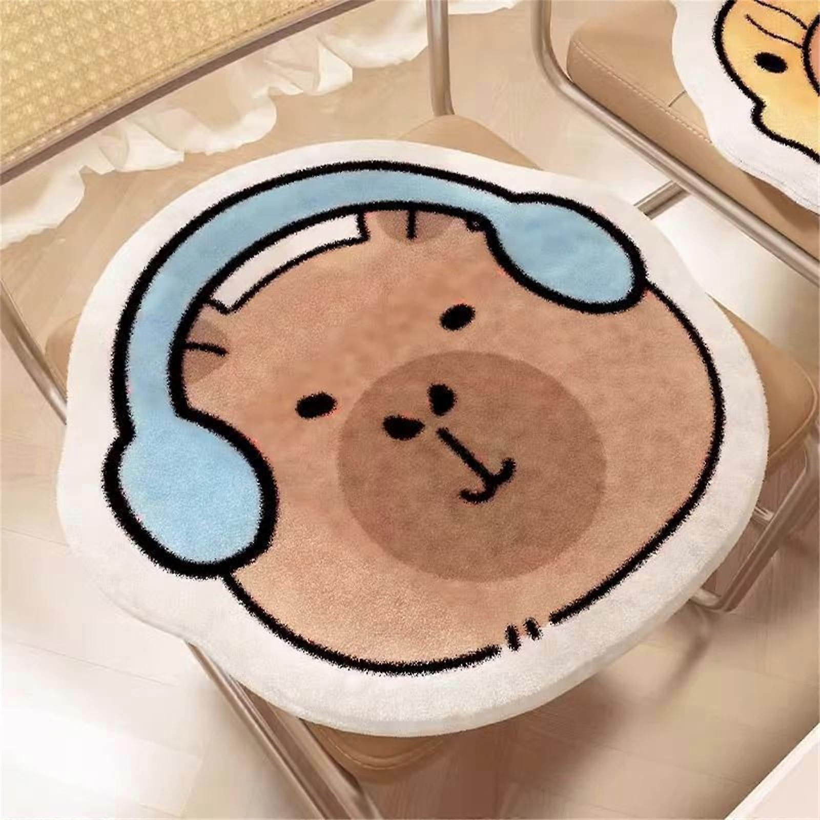 Cartoon Chair Cushion, Round Plush Seat Cushion for Children, Capybara Design, Soft Chair Pad for School, Office, Car