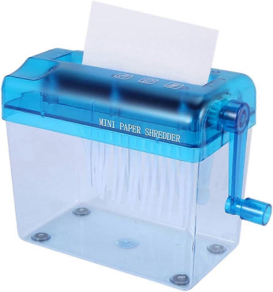 ZENGO Portable Hand Shredder A6 Paper Shredder Manual Paper Shredder Mini Paper Cutting Machine with 1.5L Basket Office School Home, Blue