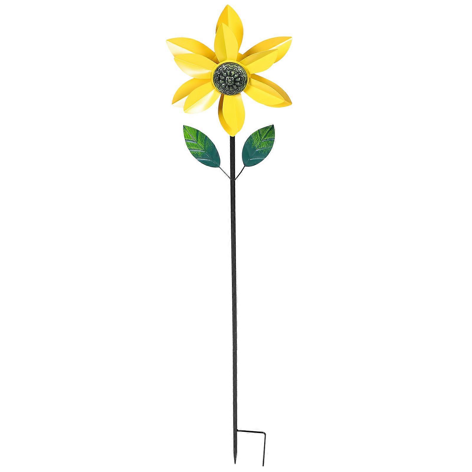 It sounds like you're referring to a **garden sunflower windmill ornament**, a decorative outdoor piece made from durable metal that rotates with the