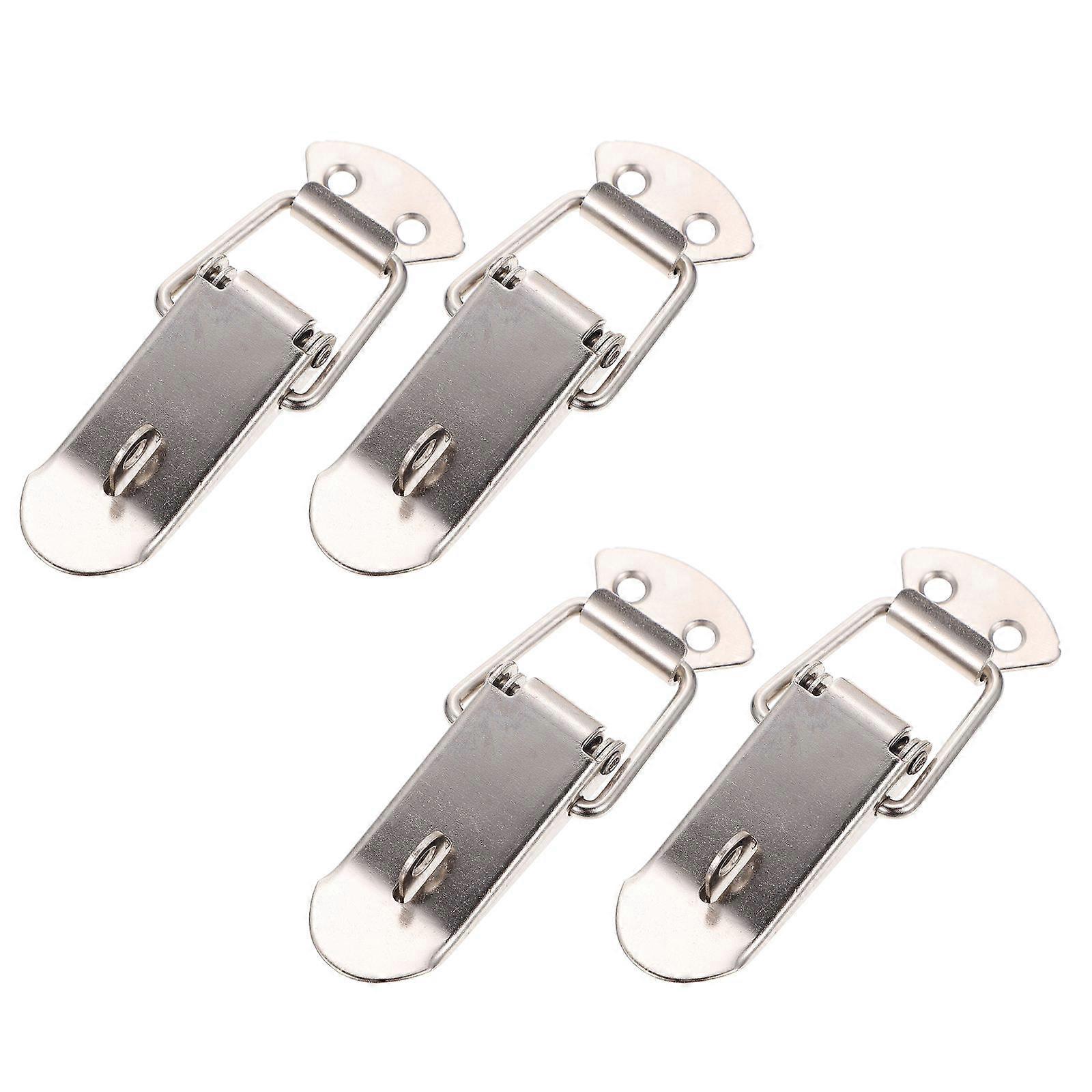 Metal Latch Buckle Latch Case Hasp Box Wooden Case Locking 4Pcs Silver Rectangular