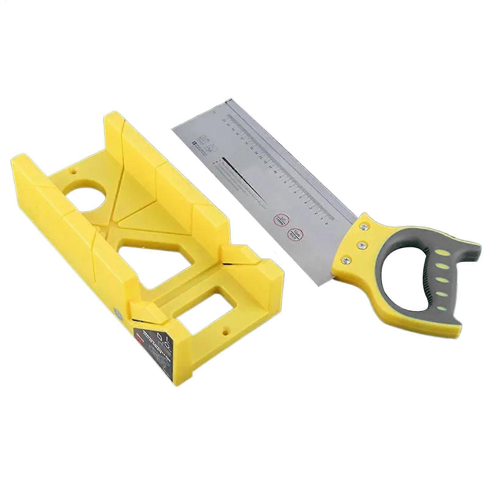Hand Mitre Saw with Box  Portable Protractor Wood Cutter, Mitre Box with Saw Included  Versatile Angle Wood Cutting Tool for Wood Crafts