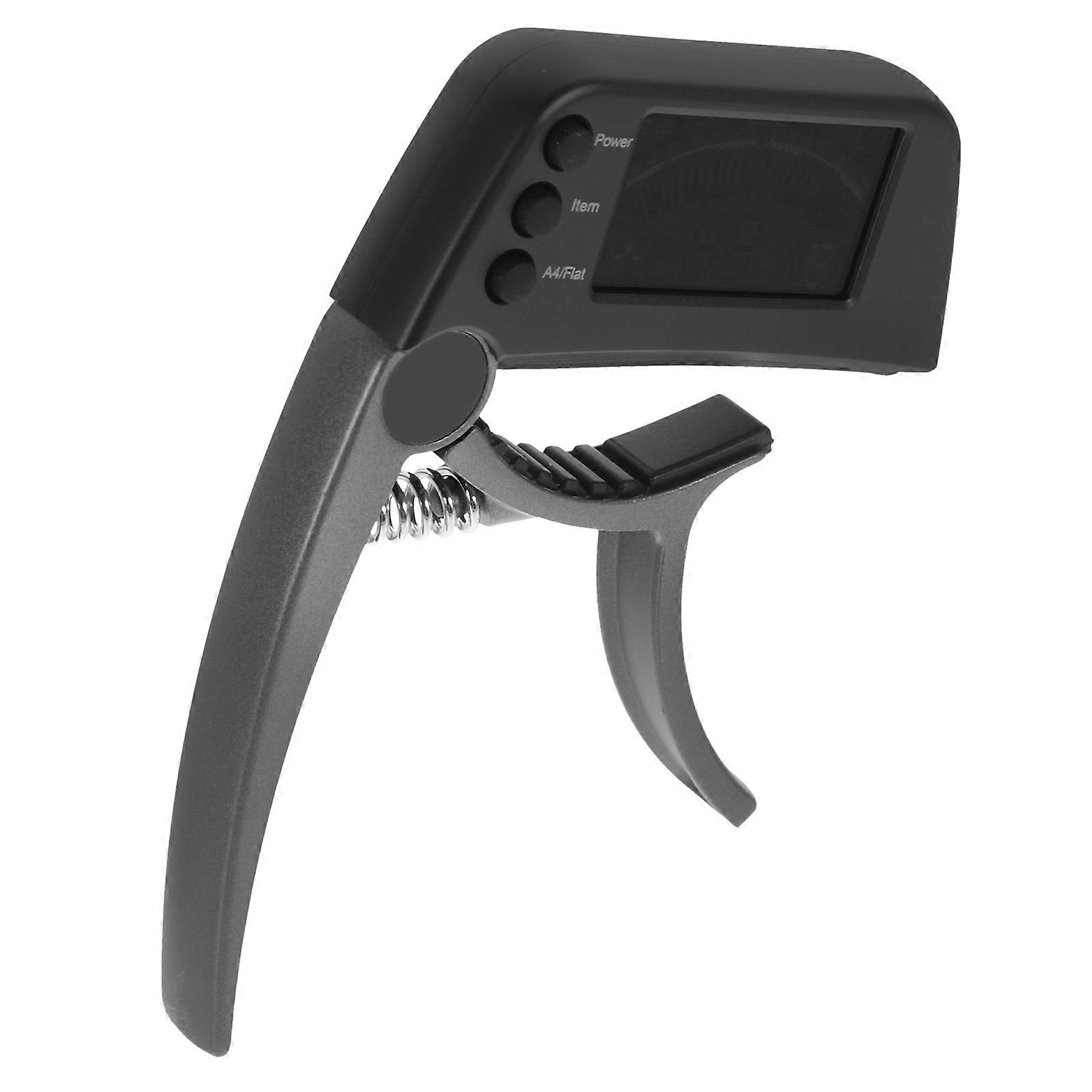 2 in 1 Electric LCD Guitar Tuner and Capo Clip on Acoustic Bass Tuner Tone Generator for Guitar Ukulele Banjo Coffee