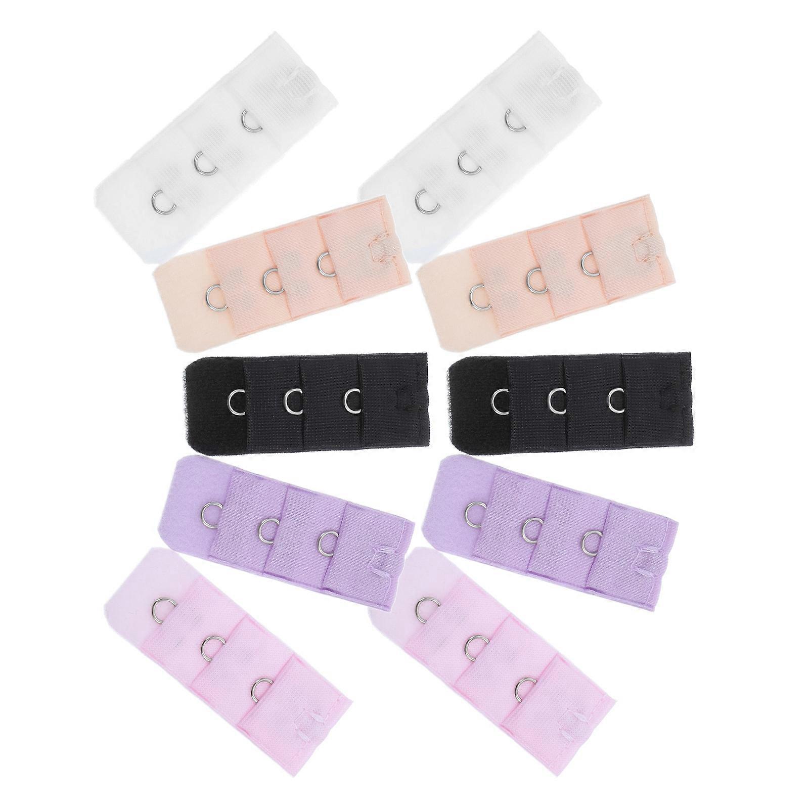 10PC Women's Bra Extenders with 3 Rows 1 Button Narrow Brassiere Extension Hooks for Underwear (Random Color)