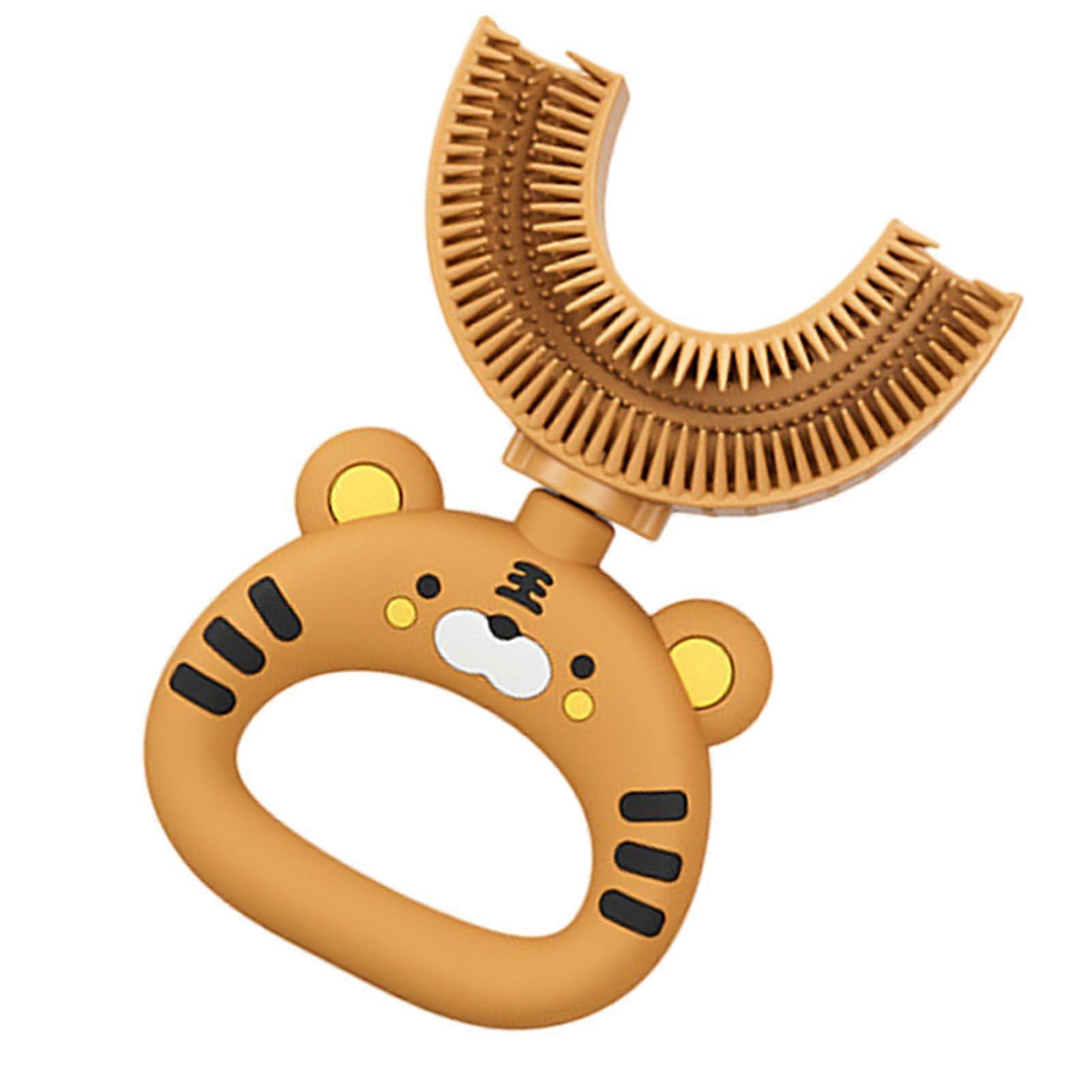 Ushaped silicone toothbrush, soft brush head, training, manual cleaning Yellow 1 pc