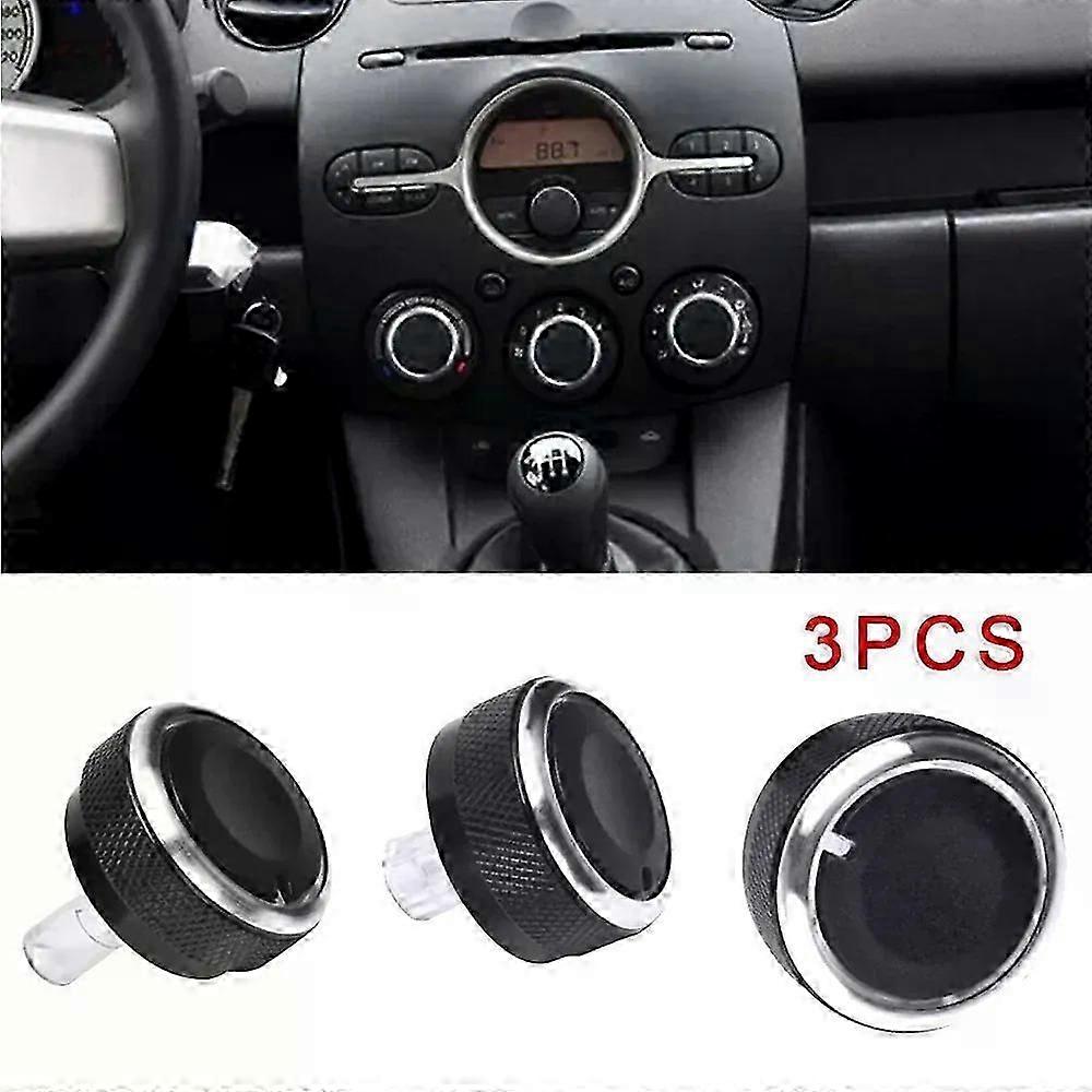 Parts Switch Knob Frame 3pcs ABS Accessories Air Conditioner Climate Control Buttons Fit For Mazda 2 Demio 2007-14