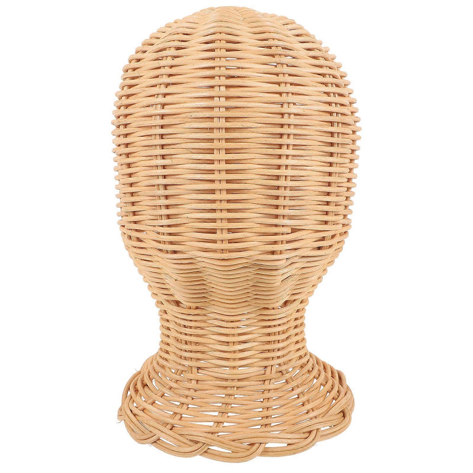 Woven Rattan Hat Display Stand Mannequin Cap Holder for Baseball Caps Desktop Rack for Retail and Home Use Shape Maintaining Hat Organizer