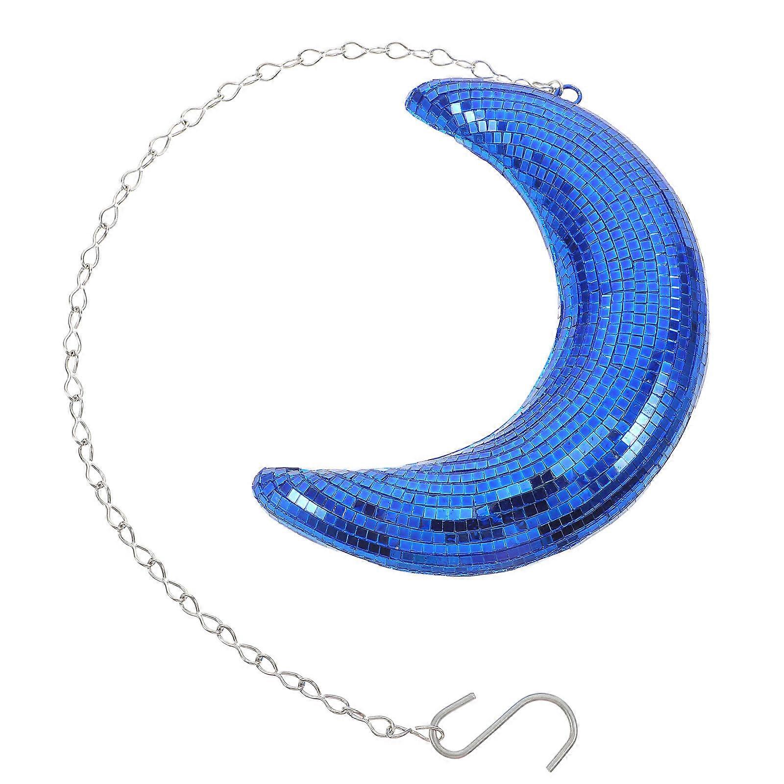 Blue Retro Disco Ball Mirror Hanging Decoration with Glass and Foam Design for Party Use