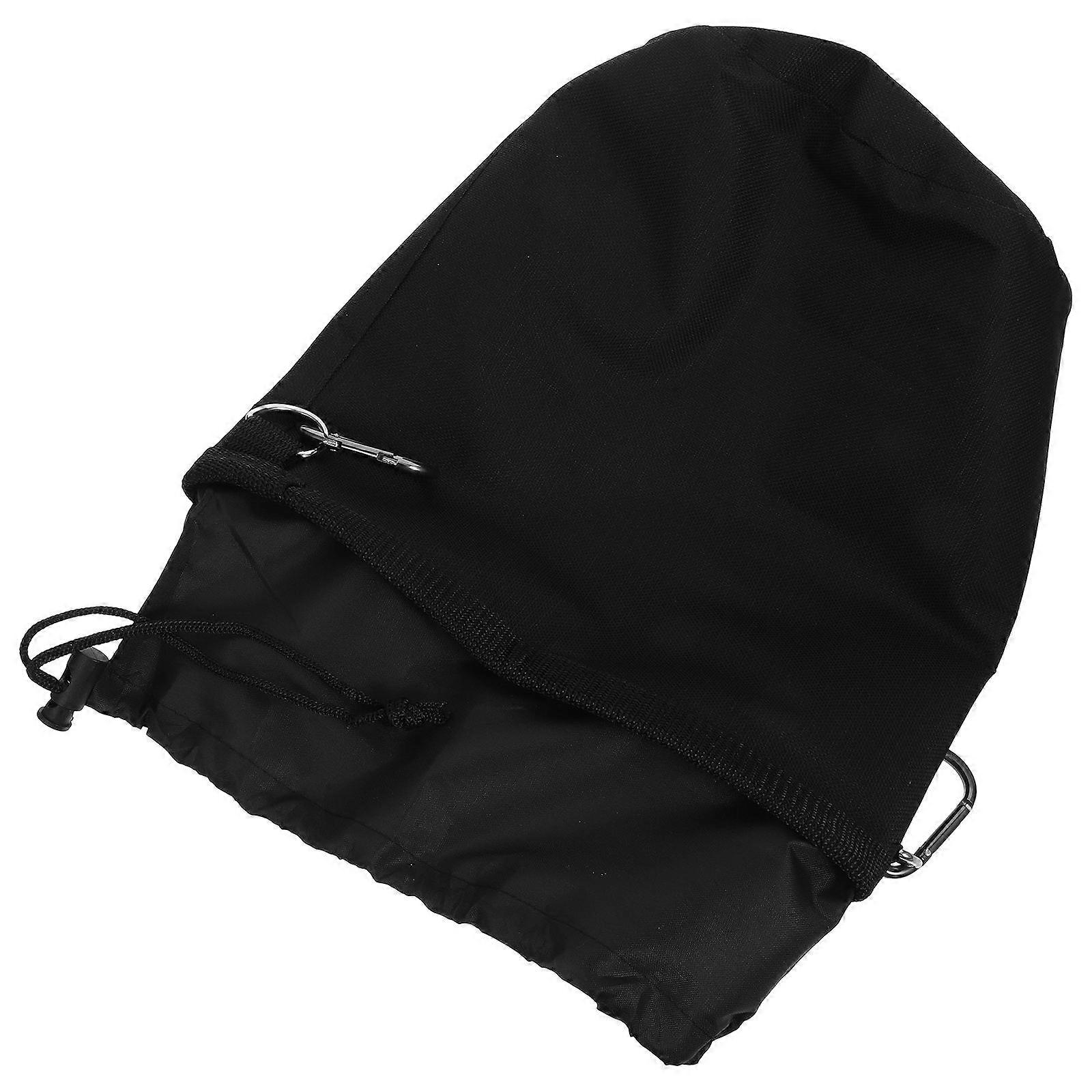 Oxford Cloth Hanging Drawstring Clothes Peg Storage Bag with Hook for Indoor Laundry Rack Reusable Washable Home Organizer in Black