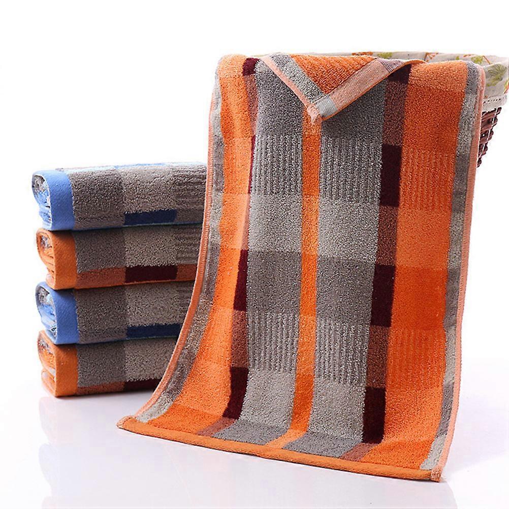 35x75 Bath Towels Thicken Wash Face Grid Cotton Towels for Bathroom Hotel Kitchen Orange