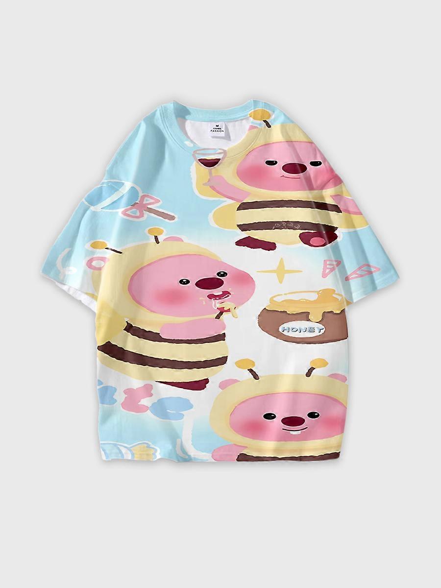 T-shirt round neck Cartoon Pattern loose short sleeve C2829