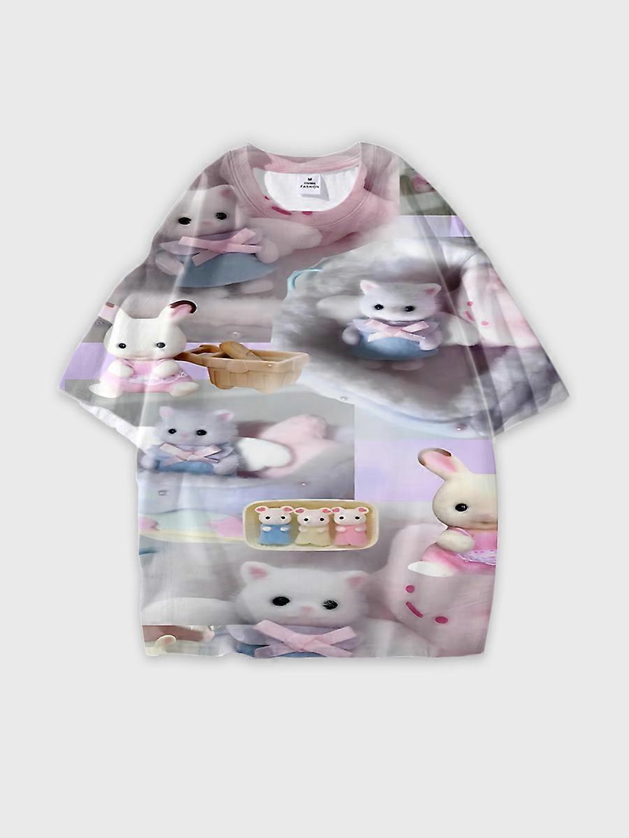 T-shirt round neck Role Pattern loose short sleeve D1888