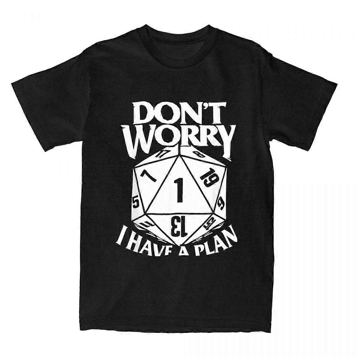 Dungeon Dragon Dice Don't Worry I Have A Plan T Shirt Accessories for Men Cotton Dnd Game Dm D20 Tee Shirt Clothing Gift Idea