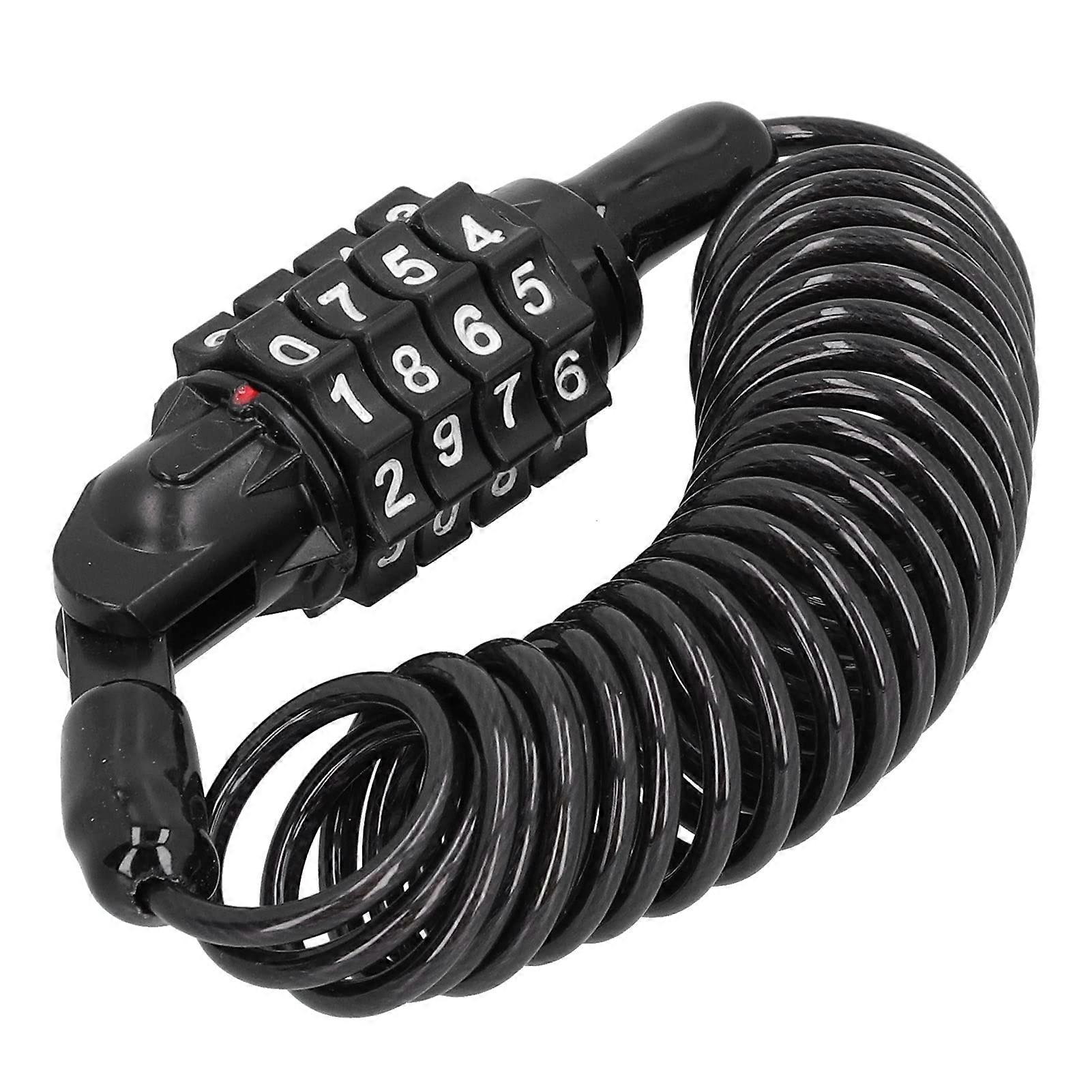Motorcycle Helmet Lock, 4Digit Password Combination Cable Lock Black Small