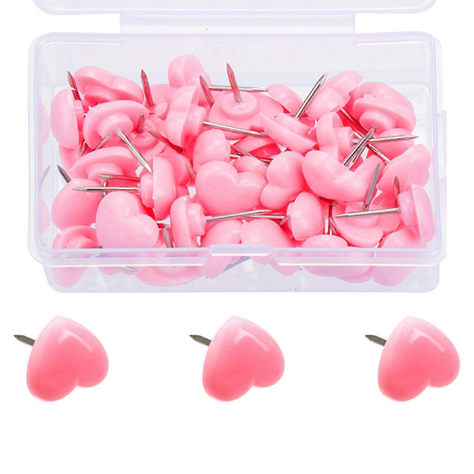 Heart Shaped Push Tacks, 50/100/150 Pieces Heart Push Pins with Case, Decorative Tacks, Push Tacks, Card Pins, Cork Pin for Office