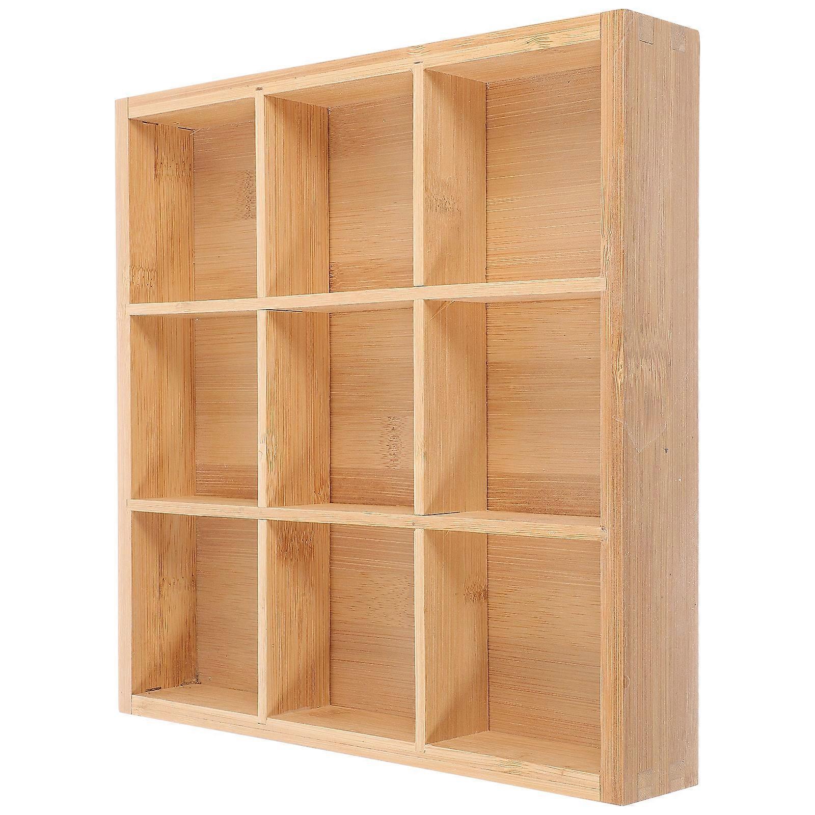 Bamboo Serving Tray for Home Khaki Color and Practical with Six Serving Slots 10.2x7.9 Inches