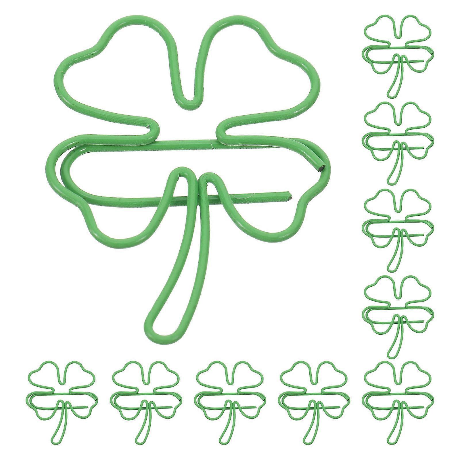 20PCS Shamrock Paper Clips, Cute Four Leaf Clover Bookmark Clips, Lucky Irish Festival Decor, Cartoon Style Decorative Greenery Accessories for Office