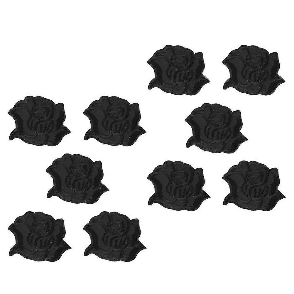 Clothing Accessories Fabric Applique Patches Black Color Diy Enthusiasts Creative Patterns 10Pcs