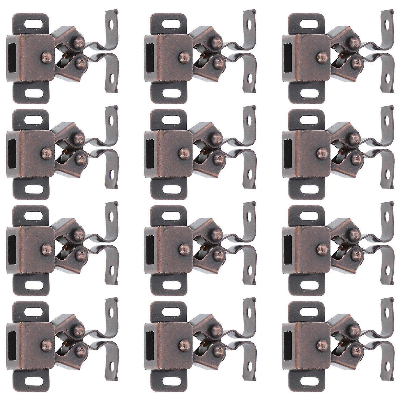 Dark Brown Cupboard Door Roller Hardware with Double Ball Catch for Home Use 12 Sets