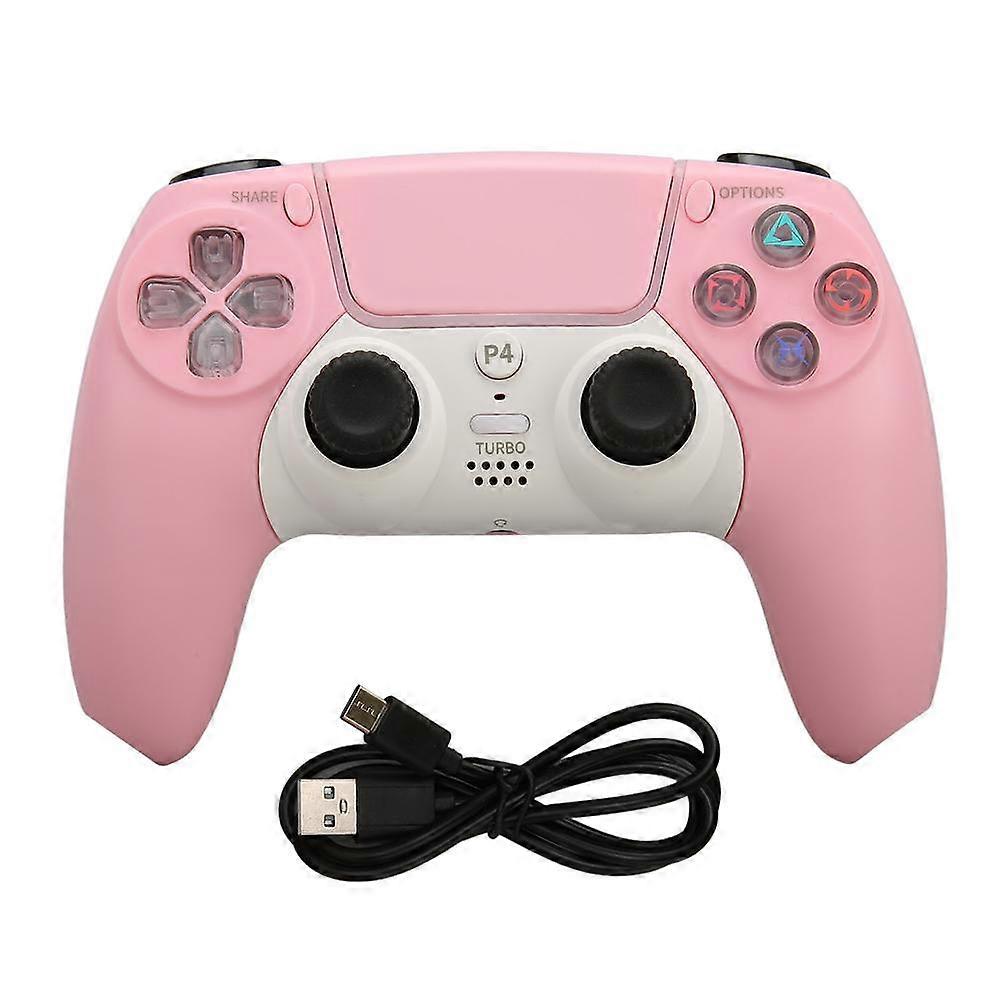 Rechargeable Wireless Bluetooth Gamepad Controller for PS4, PS5, Windows 7/8/10 PC, and Tablet - Pink