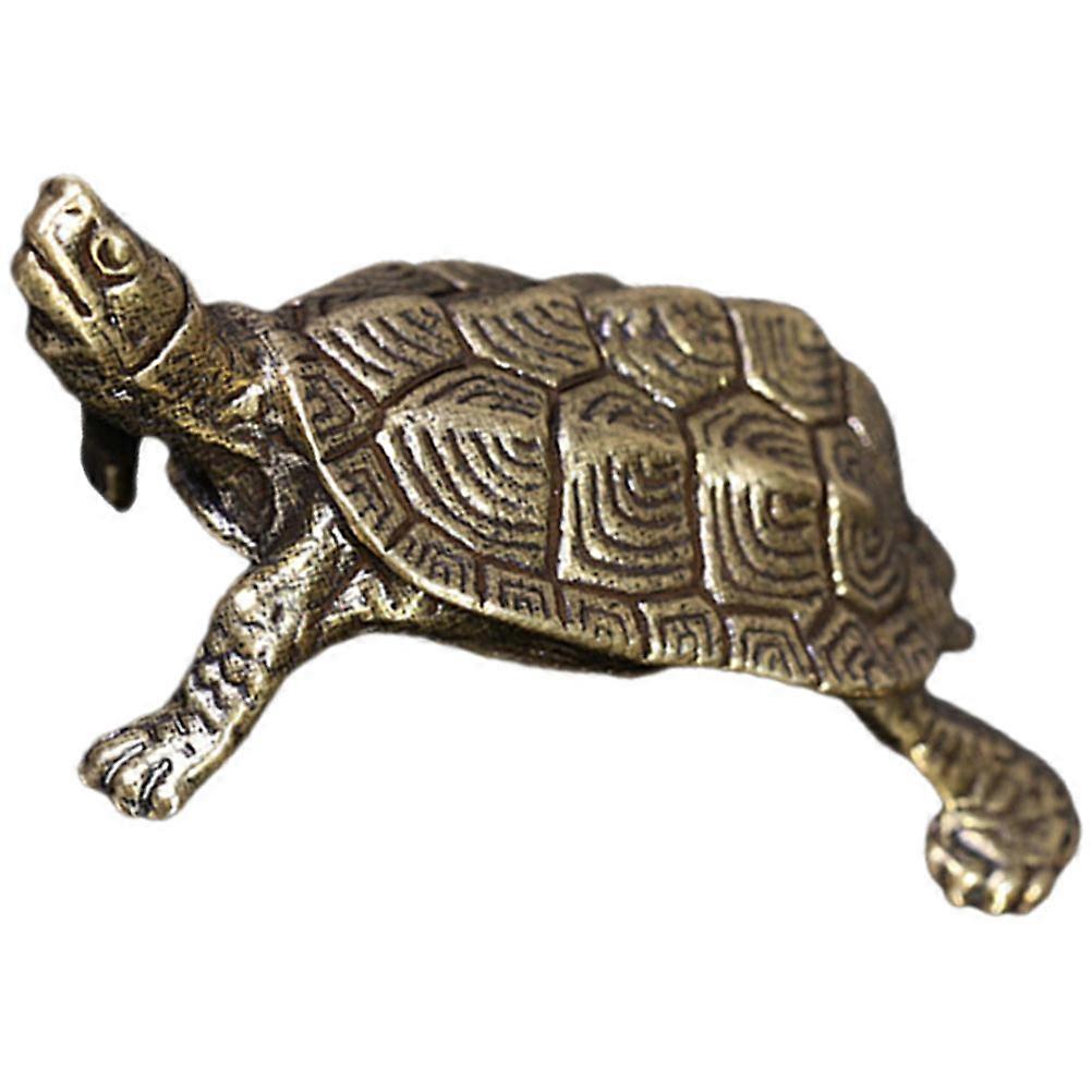 Copper Turtle Statue Turtle Shape Retro Style Desk Decor Indoor Decoration Dark Green 1Pack with Design