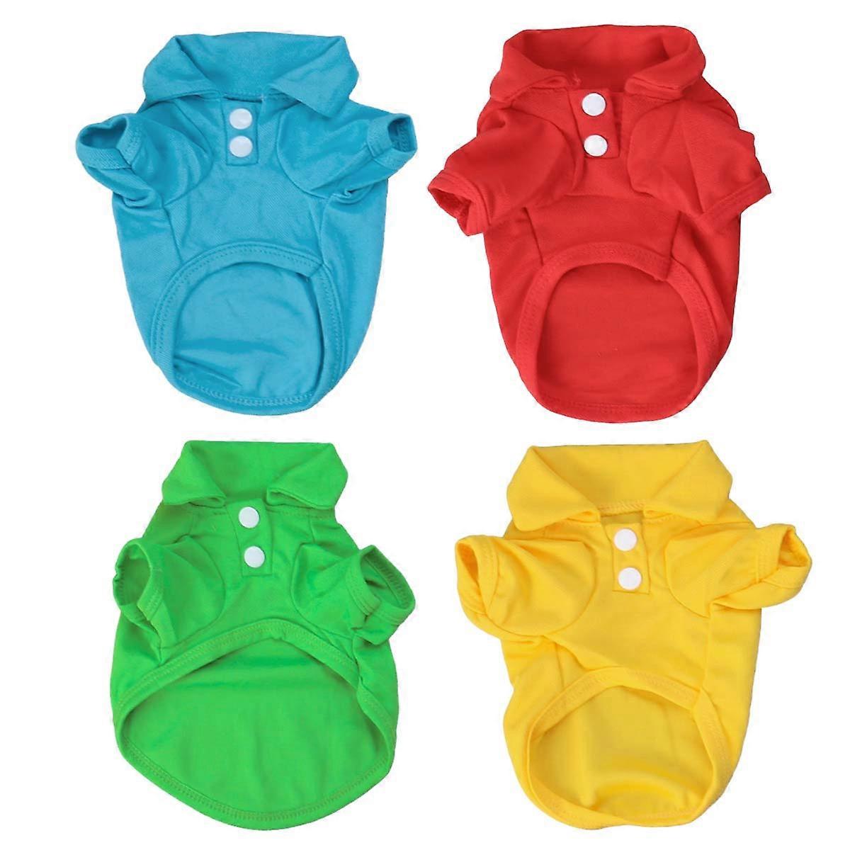 Pure Color Dog T Shirt for Small Dogs Summer Apparel Assorted Color Comfortable 4Pcs