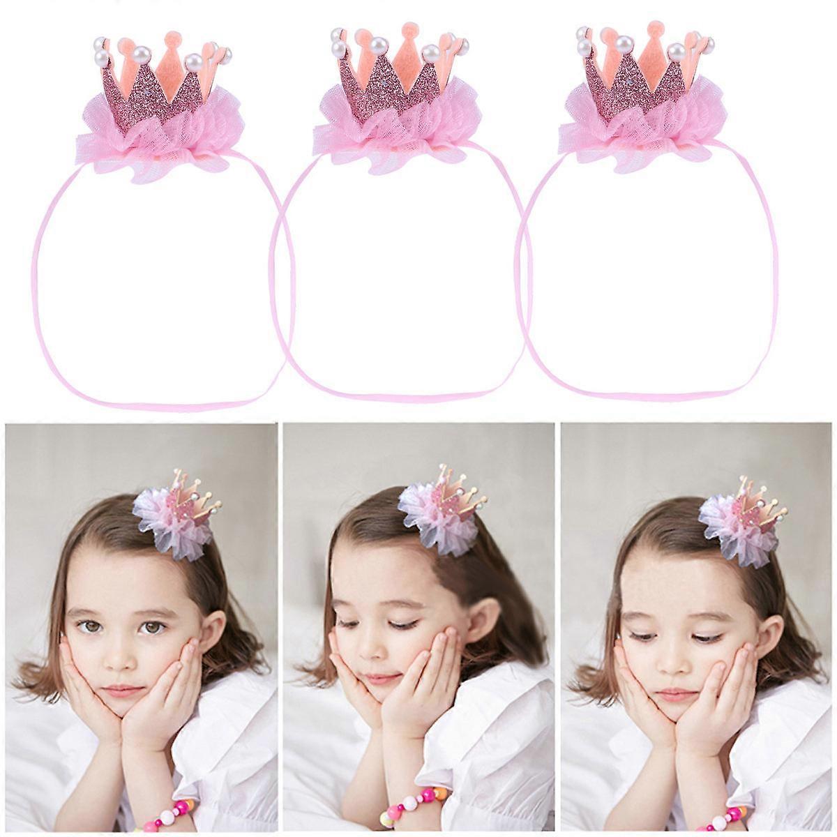 Pink Baby Girl Headband with Elastic Fabric for Photo Props and Everyday Use Fits Newborns to Toddlers