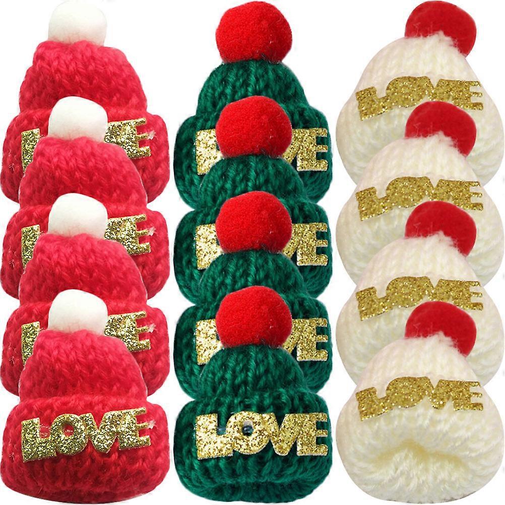 Christmas Mini Hats 36Pcs Hand-Knitted Assorted Color Decorations For Xmas Dolls And Craft Enthusiasts