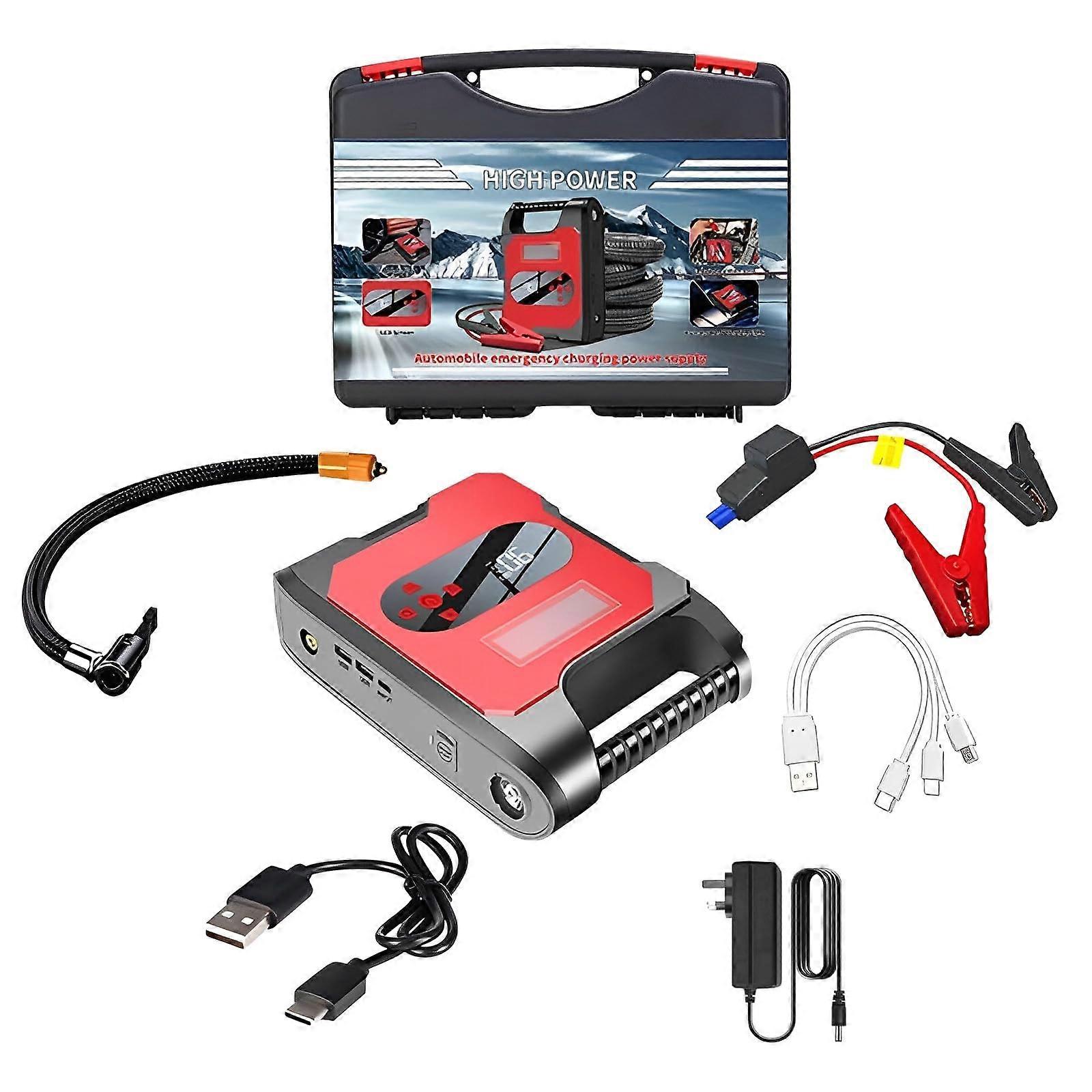 Jump Starter Power Bank 6000A 32000mAh with LED Torch for 12V Vehicles (Red)