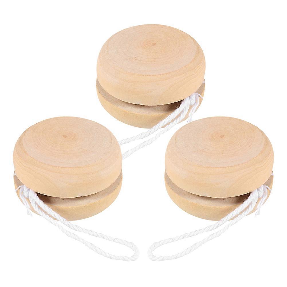 3pcs Unfinished Wooden Yo Yo Balls DIY Plaything for Creative Fun – Safe, Portable Crafting Accessory for Home Parties & Festivals