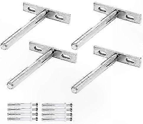 Set of 4 Hidden Shelf Brackets for Wood Floating Shelves T-Shaped Wall Mounting Supports DIY Furniture Projects
