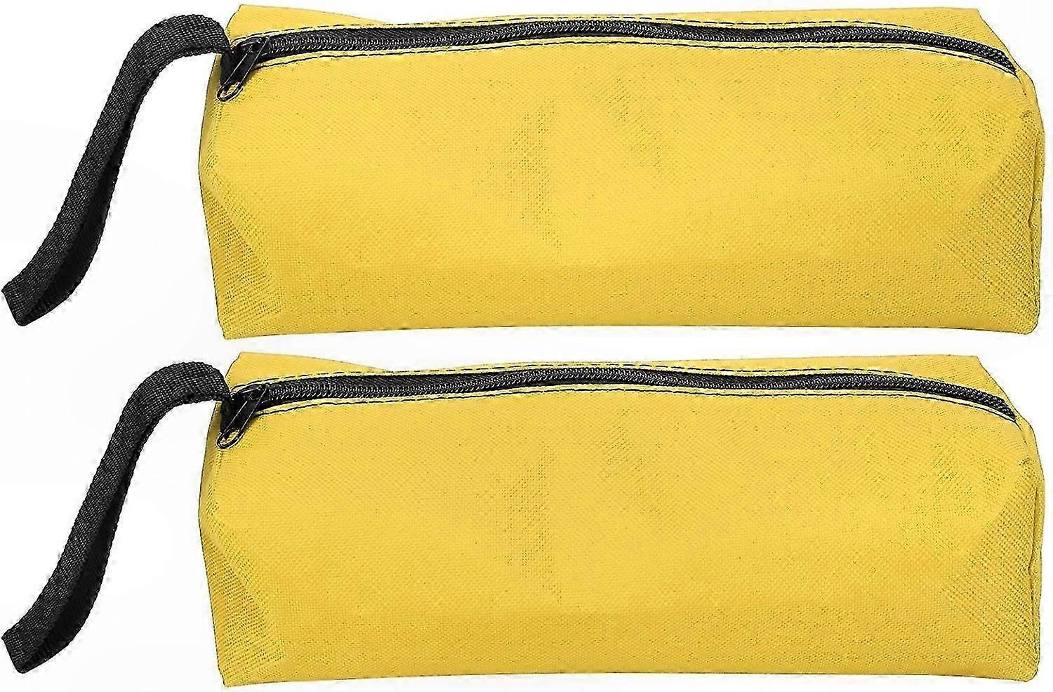 2-Pack Small Canvas Tool Bags, Portable Storage Organizer with Zipper, Multipurpose Yellow Tool Bag for DIY and Crafting